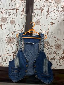 Denim Vest with Braided Straps