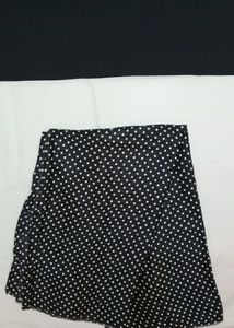 Black polka dot satin silk fabric
