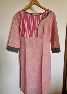 KHADI COTTON READY TO WEAR KURTA PEACH 34"