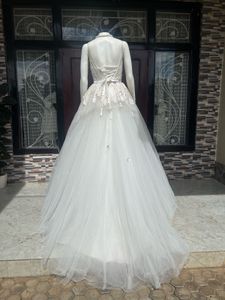 Luxury white gown with 3d lace appliques