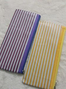 Striped Zipper Pouches (Set of 2)