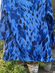 Blue Abstract Print Long Sleeve Top