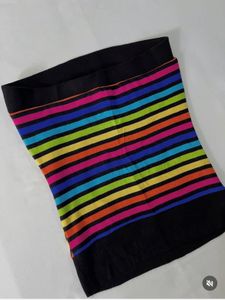 Rainbow Striped Tube Top with Pocket