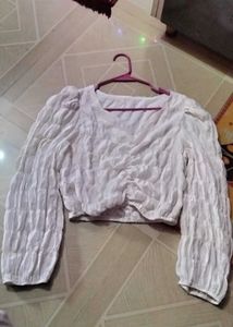 Chic White Ruched Crop Top