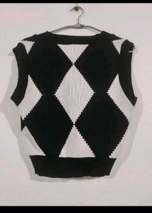 V-Neck Argyle Knit Sweater Vest set