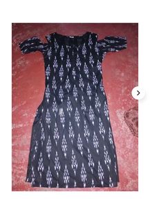 Black Ikat Print Kurta