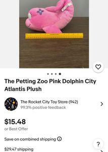 The Petting Zoo Pink Dolphin City Atlantis Plush