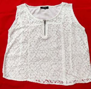 White Lace Zip-Up Tank Top✨💫