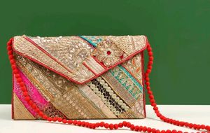 1 Day SaleZari Sequin Handcrafted Clutch Big Size