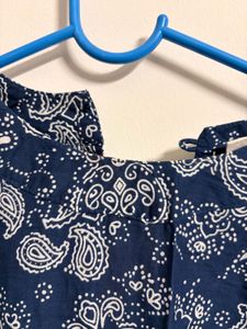 Blue Paisley Print Romper