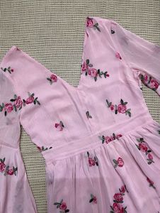 Pink Floral Embroidered Dress