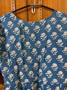 Blue Floral Print Kurta