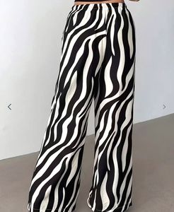 Stylish Zebra Print Wide Leg Pants