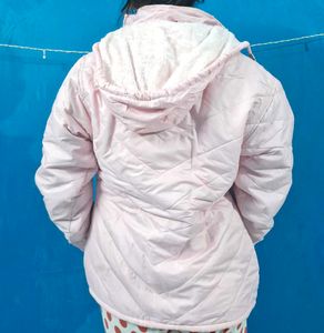 Pink Puffer Jacket with Hoodie