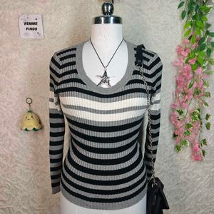 Striped Ribbed Long Sleeve Top