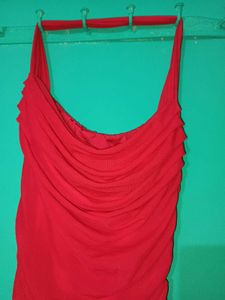 Red Ruched Halter Neck Bodycon Dress