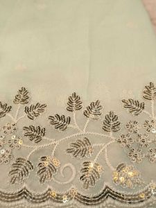 Elegant Light Green Embroidered Saree