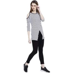 Women's Chic Striped Cold Shoulder Top