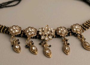 Traditional Black and Gold Floral Choker