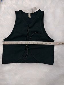Black Lace-Up Crop top