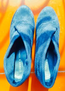Lemon & Pepper Blue Suede Ankle Boots