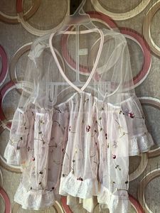 Sheer Embroidered Bell Sleeve Top