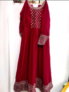 Elegant Red Embroidered Anarkali Gown