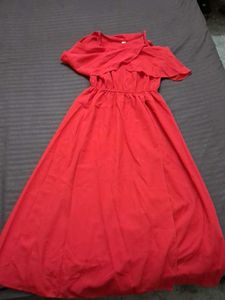 Vibrant Red Off-Shoulder Maxi Dress