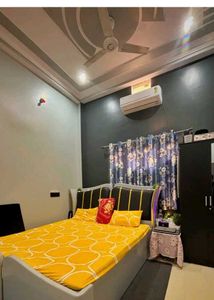 Vibrant Yellow bedsheets  with White Stripes
