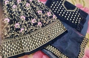 Velvet Embroidery Lehenga Choli With Dupatta