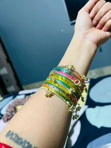 Colorful Stackable Bangles with Charms