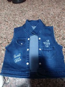 Girls' Blue Denim Jeans with Floral Embroidery