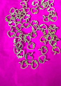 Heart Silver Metal Charms 10 pic Pendants