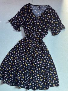 🖤Black Floral Multi Print Button-Down Dress