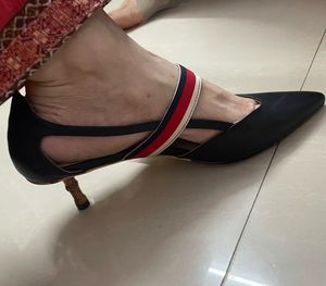 Black Pointed Toe Heels with Ankle Strap