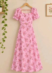 Chic Pink Floral Maxi Dress