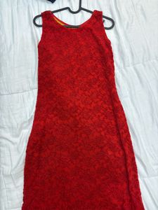 Vibrant Red Lace Dress
