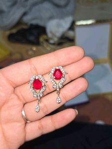 VINTAGE ANTIQUE EARRINGS RED DIAMOND