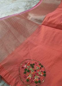Elegant Orange Saree with Tassels