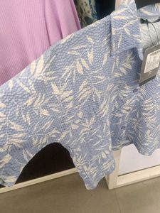 Chic Textured Leaf Print Shirt