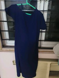 Navy Blue One Shoulder Dress