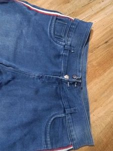 Blue Denim Jeans with Side Stripe for women