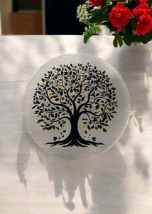 Tree Of Life Selenite Crystal Charging Plate