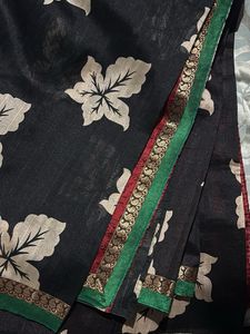 trendy Black Floral Saree