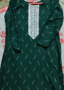 Stylish Green Kurta with White Embroidery