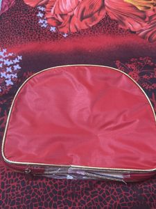 Red &amp; Gold Embellished Makeup Pouch