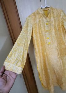 Yellow Print Kurta Never Used