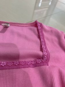 Pink Square Neck Ribbed Top