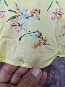 Yellow Floral Print Ruffle Skirt