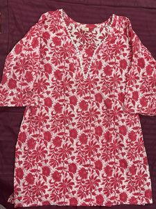 Red Floral Print Kurta